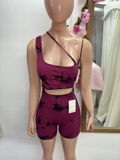 Conjunto top cruzado + short frunce | bordo 
