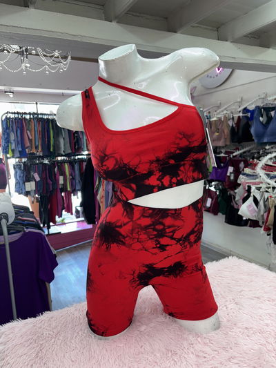 Conjunto top cruzado + short frunce | rojo batik 