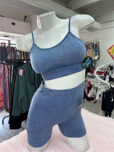 🔥 Conjunto VICBLACK clásico – Short con Frunce + Top | azul 🔥