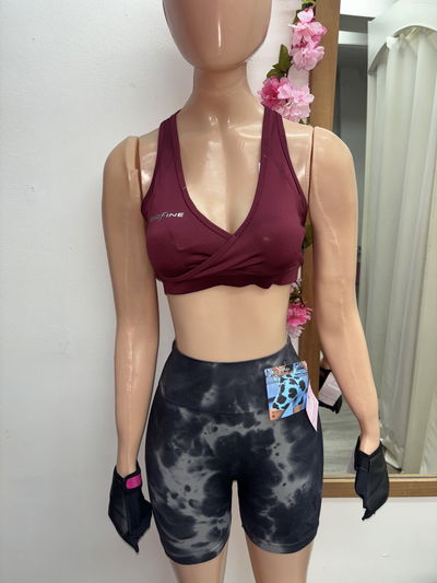 💥 Short con Frunce en la Cola – Diseño salpicado | gris con negro 
