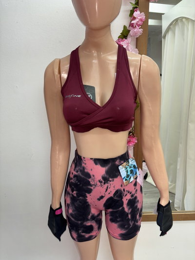 💥 Short con Frunce en la Cola – Diseño salpicado | salmón con negro