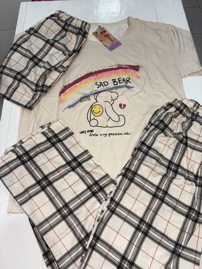 Pijama 3 Piezas: Remera, Short y Pantalón Largo: "Arcoiris"