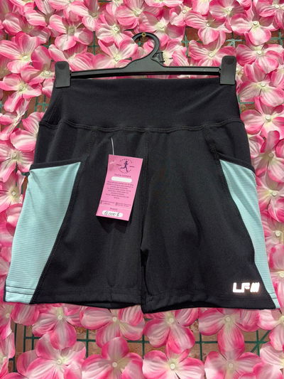 Short LADYFIT tiro alto negro con celeste - talle 2