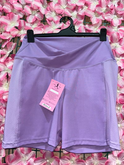 Short LADYFIT tiro alto y cintura cruzada lila - talle 3