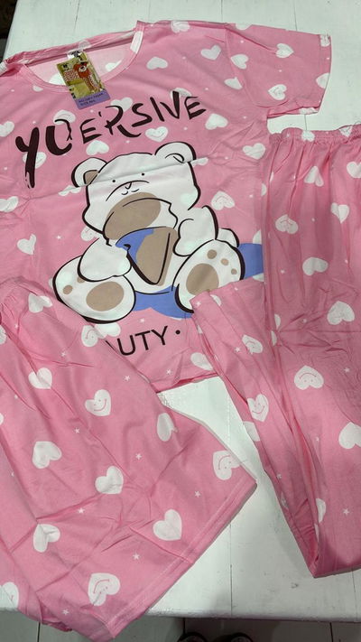 Pijama 3 Piezas: Remera, Short y Pantalón Largo: "Gatito de la suerte"