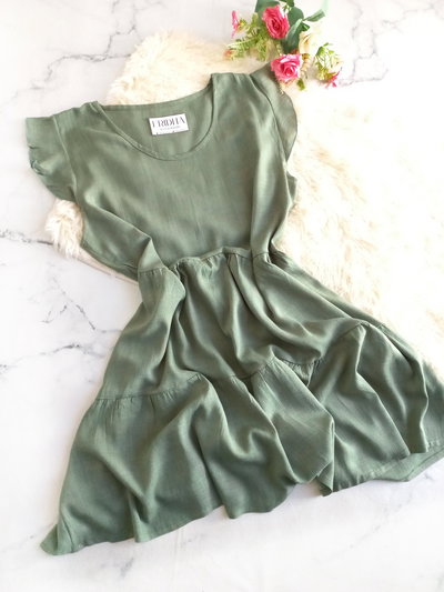 •Vestido lino JULIET | Oliva