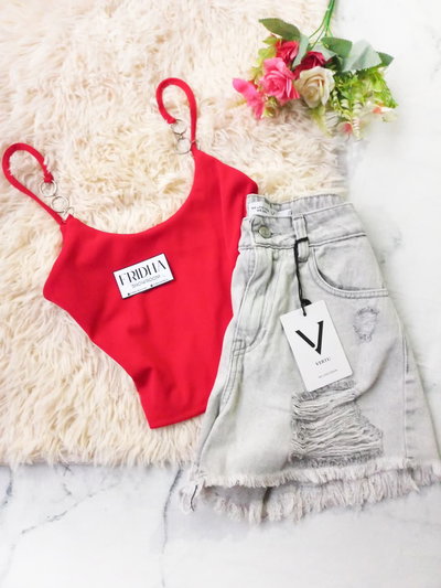 COMBO Top+ Short rígido GRIS PERLA