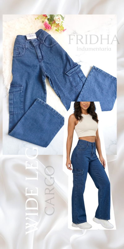 •Jeans wide leg CARGO | Talle 36