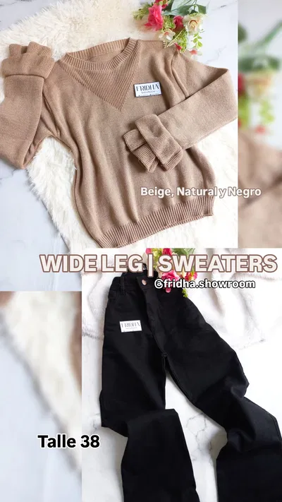 JEANS WIDE LEG T38 + SWEATER GRECIA