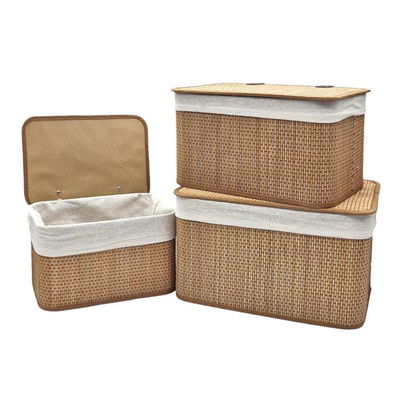 CANASTOS X3 BAMBU CON TAPA