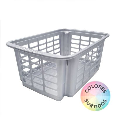 CANASTO CALADO APILABLE DE PLÁSTICO