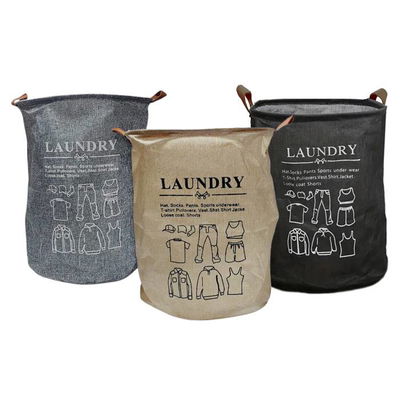 Cesto Ropa Tela Y Cuerina Benabi