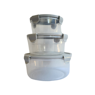 Set x3 herméticos redondos con traba