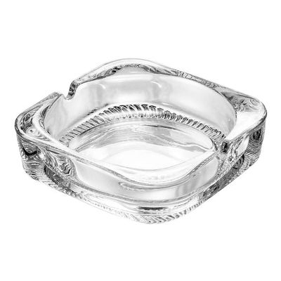 Cenicero cuadrado de vidrio labrado