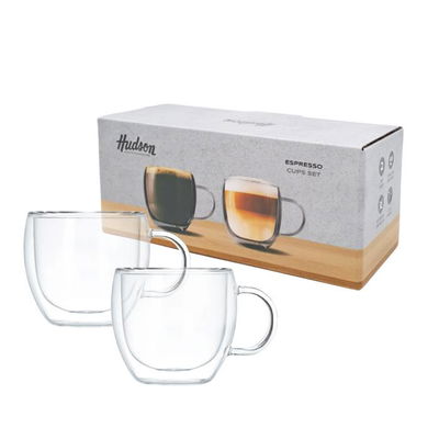 Set x 2 tazas de café de 80 ml. De doble vidrio.