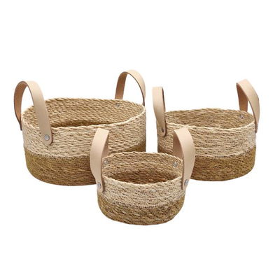 Canastas x3 simil mimbre con asas