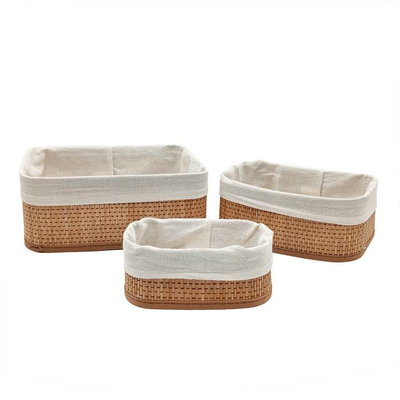 Set x 3 canastos de bamboo rectangular