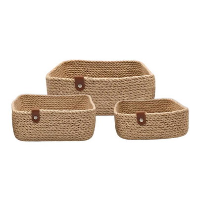Set x 3 canastas cuadradas de hilo de yute