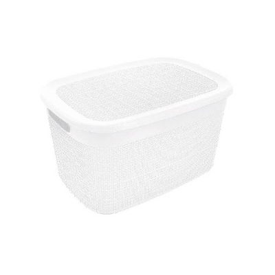 Canasto IMPORTADO con tapa de plástico con trama simil yute