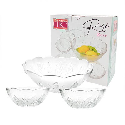 SET BOWL + 6 COMPOTERAS ROSE VIDRIO 