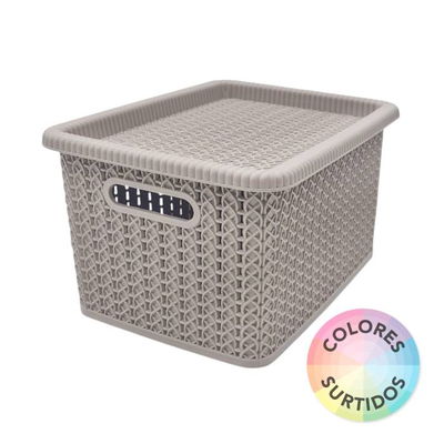 Canasto C/tapa Simil Ratan 5 Lt. Sao