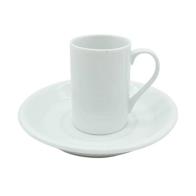 Jarro X6 recto de porcelana blanca con plato.