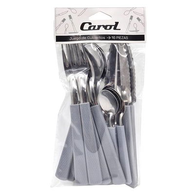 set cubiertos 16pz carol gris 