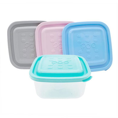 Hermetico 1lts poo cuadrado transparente con tapa de color