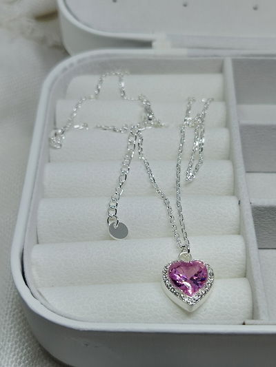 Conjunto acero blanco corazón rosa