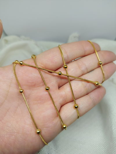 Cadena cola de ratón y bolitas AD 80cm