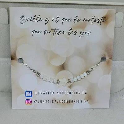 Pulsera estrella y bolitas nacar