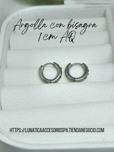Argollita bisagra mini strass multicolor
