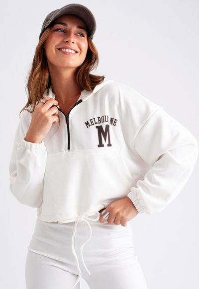 BUZO CROP CON CAPUCHA "MELBOURNE"