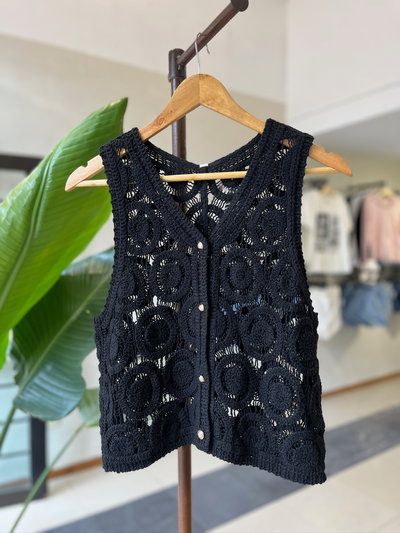 Chaleco crochet Zarah (Negro)
