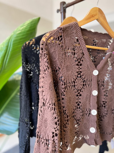 Saco Crochet Sunflowers (Choco)