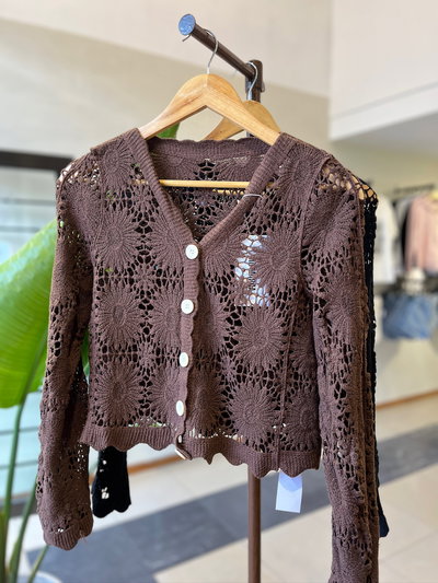 Saco Crochet Sunflowers (Choco)