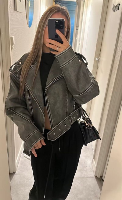 Chaqueta ecocuero ZARA (Gris vintage)