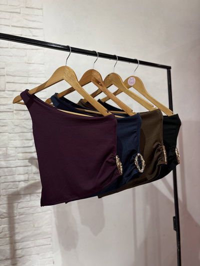 Top un solo hombro + avío 