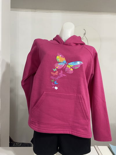 Buzo fucsia capucha talle L