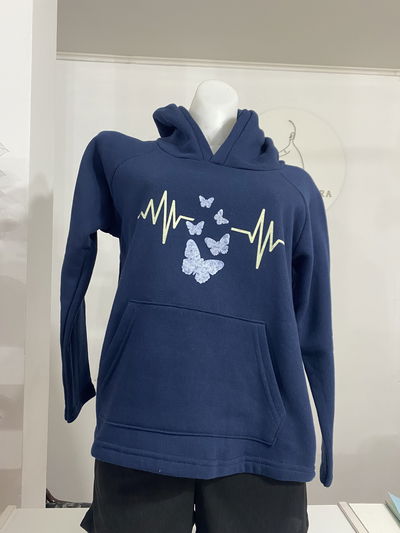 Buzo azul capucha talle S