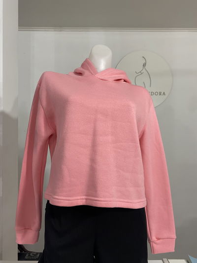 Buzo rosa capucha