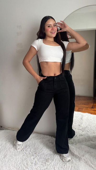 Jeans wide negro talle 44
