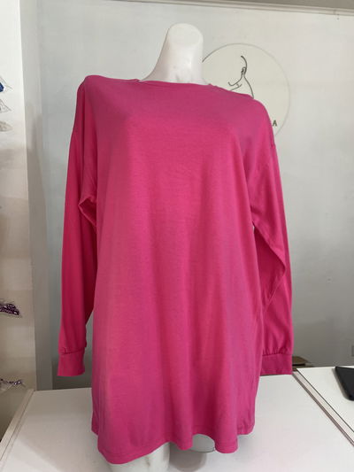 Remera algodon larga rosa 