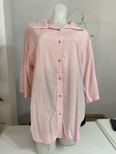 Camisa larga fibrana rosa talle 4