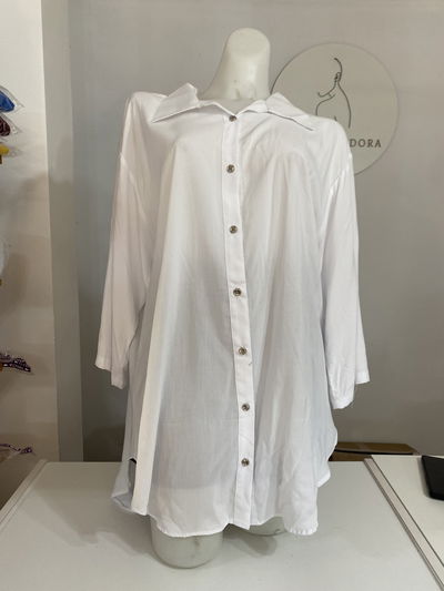Camisa larga fibrana blanca talle 6