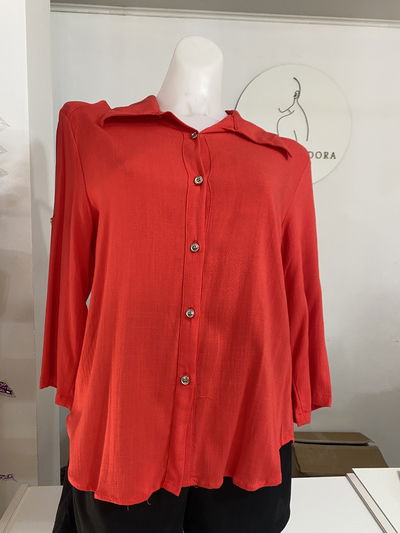 Camisa lino roja talle 3