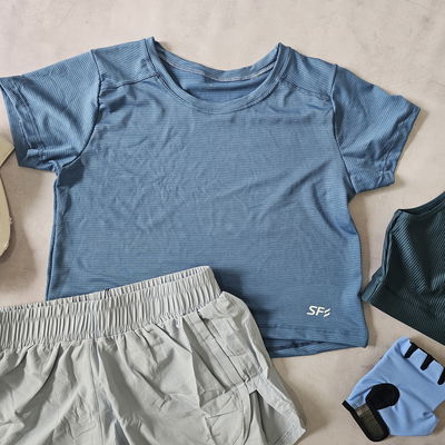 REMERA CROP DRYFIT -  AZUL ACERO