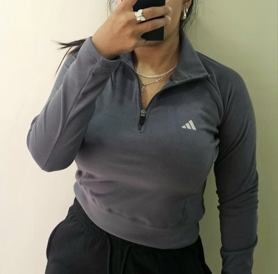 BUZO DARLON ADIDAS  medio cierre - gris