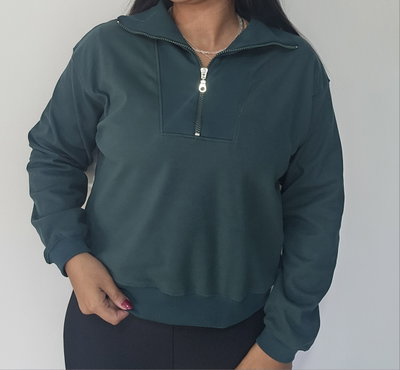 BUZO micropolar medio cierre - verde ingles