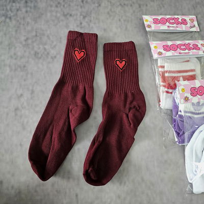 MEDIAS 3/4  bordo corazon